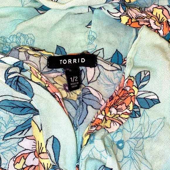 Torrid Mint Floral Kimono Duster Topper Robe Cover-Up - Picture 6 of 15